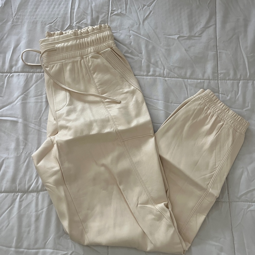 MELISSA NEPTON cream leather pants